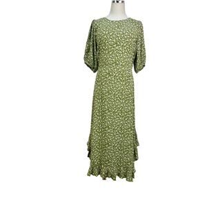 Kivari Gracie Midi Dress Green Rayon Printed Floral
